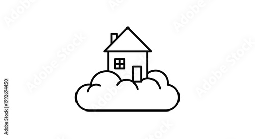 Dream House Floating on Cloud: Surreal Surrealism, Fantasy Architecture, Whimsical Home