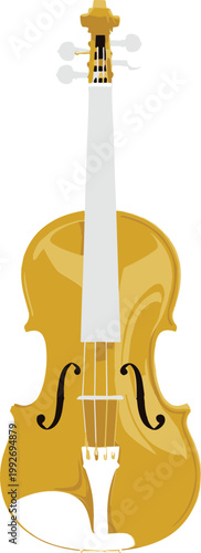 Classic Violin Illustration in Elegant Golden Style for Music Design, Orchestra Theme, Classical Instrument Graphics, and Artistic Performance Concepts