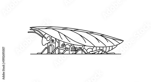 Creative Insect House Illustration - Ant with Leaf Roof and Tiny Home