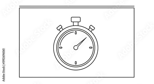 Stopwatch Icon, Time Measurement, Countdown, Speed and Performance Concept, Minimalist Outline