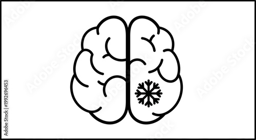 Brain with Snowflake Icon - Cold Brain, Hypothermia, Medical Concept