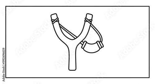 Simple Line Drawing of a Slingshot, Classic Toy and Outdoor Activity Tool