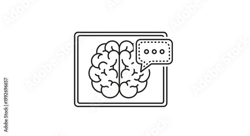 Brain with Speech Bubble Icon: AI, Communication, and Ideas