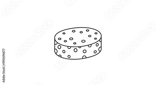 Simple illustration of a round sponge with holes, isolated on a white background
