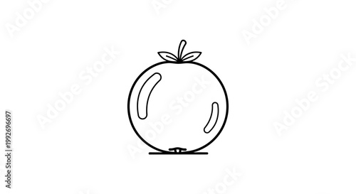Simple Line Art Apple Icon Isolated on White Background, Healthy Food Symbol