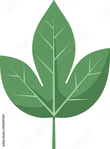 Simple Green Leaf Icon in Flat Style with Minimal Botanical Design for Eco Concept, Nature Branding, Organic Products, and Environmental Sustainability Graphics