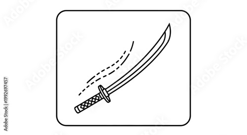 Samurai Sword Icon, Katana Blade, Martial Arts Weapon, Japanese Culture Symbol