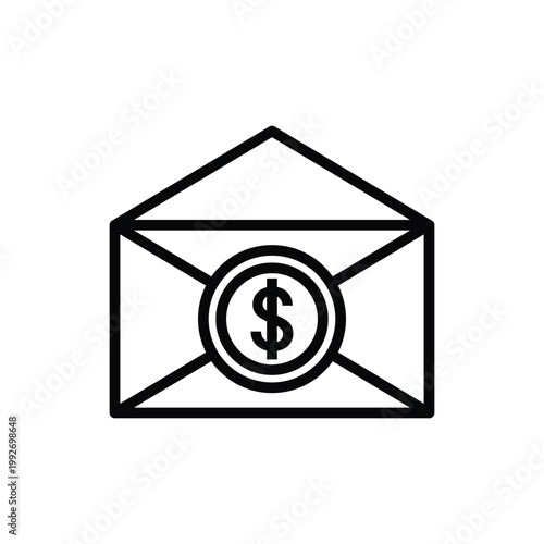 Commision, envelope, money line icon. Simple element illustration. Commision, envelope, money concept outline symbol design.