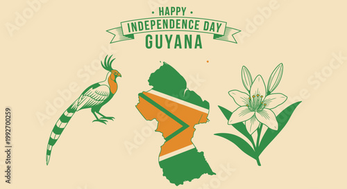 Photos Happy Independence Day Guyana with national symbols