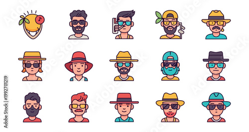 Collection of stylized avatar illustrations depicting diverse individuals