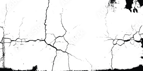 Black grunge effect on white background, vintage scribble effect. Seamless broken cracks background texture with tileable grunge pattern