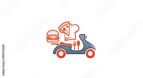Food delivery scooter with chef hat.