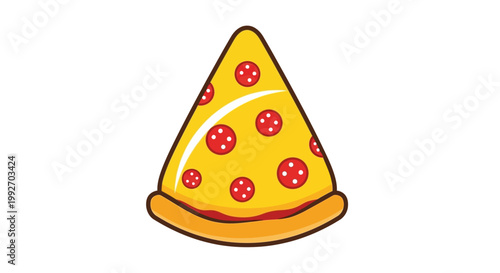 A cartoon slice of pepperoni pizza.