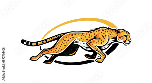 Cheetah Running Fast with Spots.
