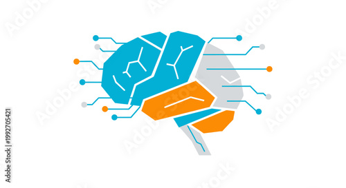 Brain with circuit board design.