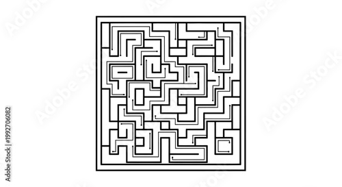A complex square maze puzzle design.