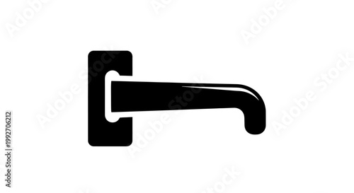 Simple black silhouette icon of a modern door handle with a lever design.