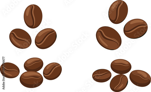 Coffee beans set illustration, roasted caffeine seeds vector for cafe design