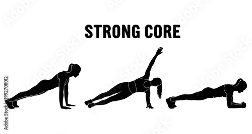 Woman performing plank variations for core strength training