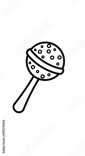 Simple Outline Drawing of a Rattle Toy