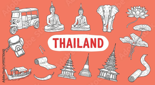 Thailand Cultural Icons and Landmarks Collection.