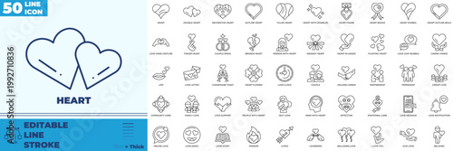Heart Line Editable Icons set