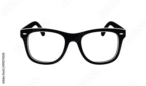 Stylish black and white wayfarer glasses with thick frames, isolated on a white background, perfect for fashion and eyewear advertising.