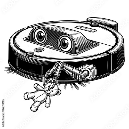 3d isometric drone motor assembly with mechanical spider robot arm holding component on black base