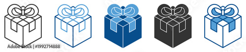Gift box icon set multiple style collection