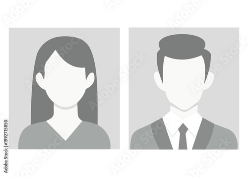 Default User Avatar Icons Set with Male and Female Profile Illustration