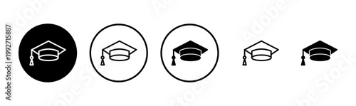 Education icon logo design. Graduation cap sign and symbol. Graduate. Students cap