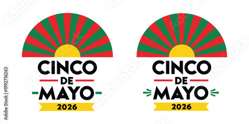 Two vibrant cinco de mayo designs featuring sunbursts and bold text a striking silhouette high quality