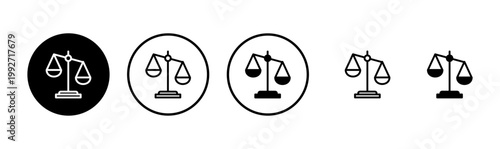 Scales icon logo design. Law scale icon. Justice sign and symbol