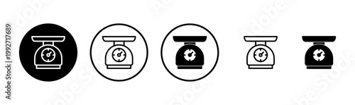 Scales icon logo design. Weight scale sign and symbol