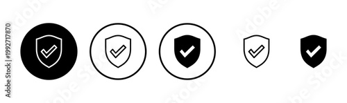 Shield check mark icon logo design. Protection approve sign. Insurance icon