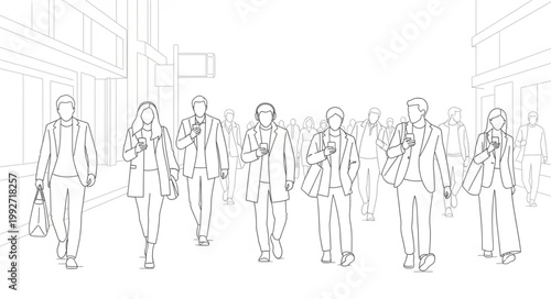 Group of people walking in a modern building interior.