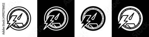 Speedometer black and white icon design concept