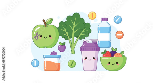 Assorted fruits vegetables and beverages healthy collage.