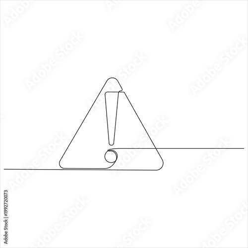 Warning sign continuous one line drawing minimal hazard alert symbol vector