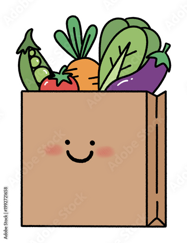 vegetables in paper bag