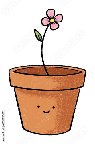 flower pot crayon drawing