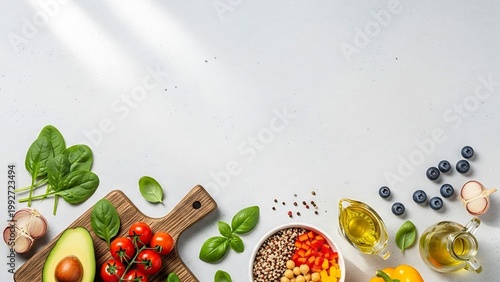 Fresh ingredients for healthy eating, cooking and nutrition