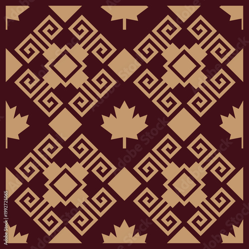 Canadian maple leaf geometric pattern with line art flat design geometric canadian background decorative symmetry traditional illustration abstract cultural national celebration tradition