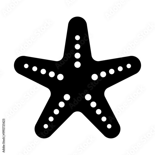 Starfish icon, symbolizing marine life, beach nature, sea creatures, and coastal biodiversity. Bold solid glyph vector for ocean and aquatic design.