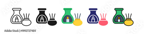 Aromatherapy Multiple Style Icon Set Collection. 