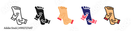 Foot Massage Multiple Style Icon Set Collection. 