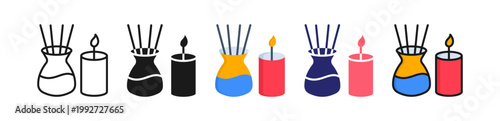 Aroma Diffuser Multiple Style Icon Set Collection. 