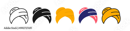 Head Towel Multiple Style Icon Set Collection. 