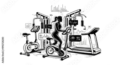 Woman working out on gym equipment