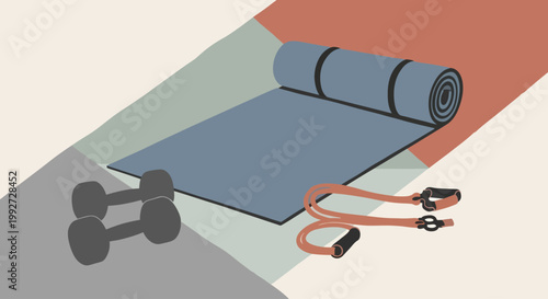 Yoga mat and fitness equipment